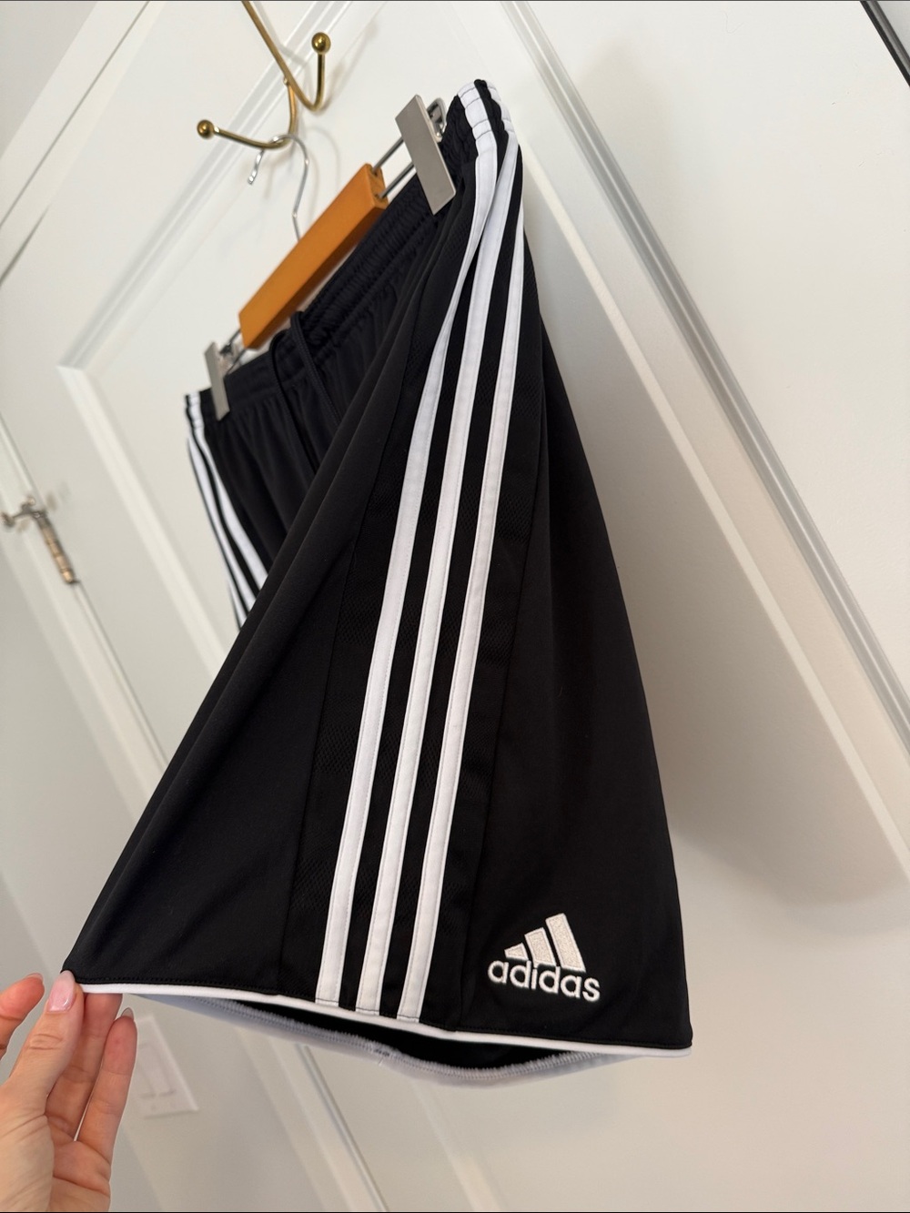 adidas Black Athletic Shorts with White Side Stripes - Picture 8 of 8